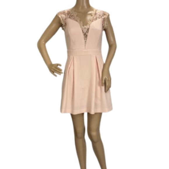 BCBGeneration Elegant Lace-Back Peach Party Dress with Pockets - Picture 2 of 10